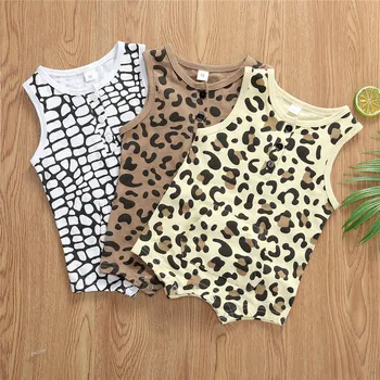 2020 Moda Baby Fantje Dekleta Romper Poletje Bombaž Baby Dekleta Leopard Tiskanja Sleeveess Jumpsuits Malčka Dojenčka En Kos Obleke