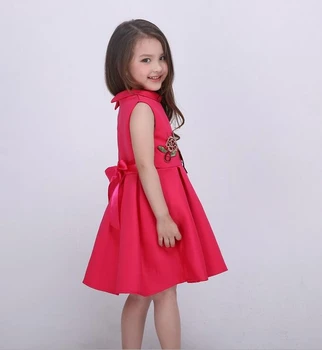 2019 Dekle Moda Obleke cvet Vezenje baby dekle Razkošno Stranka obleko obleko poletje dekleta bombaž Obleko otroci oblačila