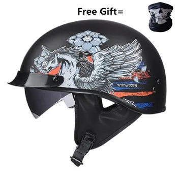 Motoristična čelada vitez retro čelada pol čelada capacete z vgrajenim sončnega ABS cruiser chopper casco