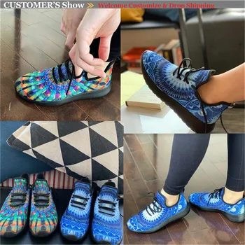 HYCOOL UNisex Očesa Nekaj Sport Čevlji Afriške Vosek Vzorec 3D Tiskanih Stanovanj Čipke Dihanje Ženske teče Superge Zapatos Mujer