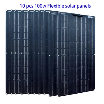 18v Prilagodljiv Solarni panel 1000w 300w 100w 200w 400w 500w 800w celic za 12v 24v Baterija RV Avto, Čoln Kabel Priklopnik doma