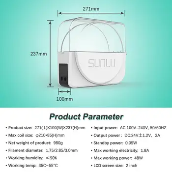 SUNLU FilaDryer S1 3D Tiskanje Žarilno Polje Žarilno škatla za shranjevanje suhi Najboljši 3d tiskanje partner