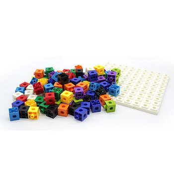 100 Pack 10 Barv Plastičnih Multilink Kocke Bloki s Odbor Predšolski Otroci Igrače
