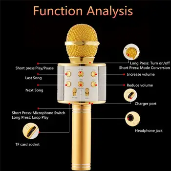 Brezžični Prenosni Ročni Bluetooth Karaoke Mikrofon Za Petje Stroj