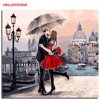 Ljubezen nekaj v romantiko DIY Handpainted Oljno sliko Digitalno Barvanje z številkami oljnih slik kitajski poiščite slike