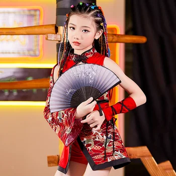 Kitajski Slog Dekleta modni brvi Modna Oblačila za Otroke Hip Hop Ples Kostum Stopnji Uspešnosti Oblačila Otroci Sodobno Rabo DNV13344