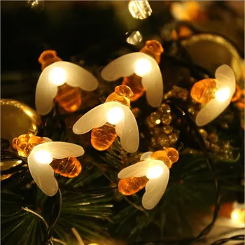 LED Čebele Sončne Pravljice, Božični Luči Niz Nepremočljiva Prostem Vrt Festoon Garland svate Počitnice Razsvetljava Dekoracija