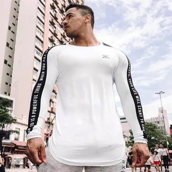 Moški Bodybuilding Long sleeve majica s kratkimi rokavi Moški Priložnostne Moda Suh T-Shirt Moški WUXZ7