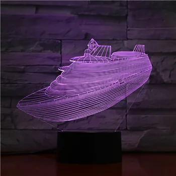 3D Lučka Potniška Ladja Hitro Dostavo Najboljše Nagrado za Otroke, Svetlo, ki je Osnova za Dnevna Soba Dekoracijo Led Nočna Lučka Lučka Hologram