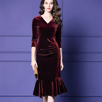 HANZANGL blagovne Znamke plus velikost Ženske Maščobe mm žamet Obleke 2020 Ženski dolg odsek Sirena Obleko M~4XL Brezplačna dostava