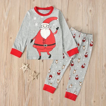 2 7Years Božič Oblačila Otrok Otroci Nightclothes Jeseni, Pozimi Fantje Dekleta Pižame Obleke Santa Claus Spanja Nosijo Oblačila