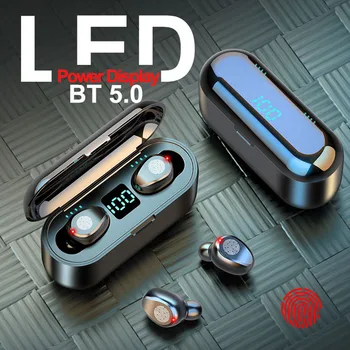 F9 tws Brezžične Slušalke Bluetooth Slušalke Mini HI-fi V uho Šport Teče Slušalke Telefoni HD Klic Wiht 2000mAh Moči Banke