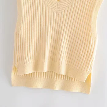 Jeseni in pozimi ženski pulover priložnostne barva Proti-vrat brez rokavov jopica