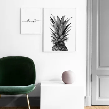 Nordijska Doma Dekoracijo Slike Ljubezen Citiraj Black In White Ananas Plakat Wall Art Natisne Platno Sliko Za Dnevna Soba Dekor