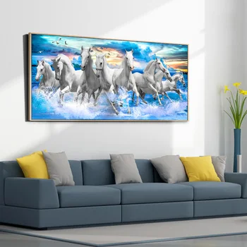 NESEBIČNO Osem Konj Teče V Morje Platno Stensko Slikarstvo Umetnost, Živali Slike Za dnevne Sobe, Spalnice, Moderno Dekoracijo Doma