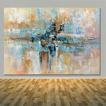 Ročno Poslikane Sodobno Abstraktno Modra Rjava Oljna slika Na Platnu Dnevni Sobi Doma Steno Povzetek Olje Sliko za Dekoracijo Umetnosti
