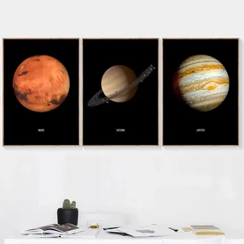 Veliko Vesolje, Planeti Prostor, Zemlja, Luna Venera, Saturn, Sonce Platno Slikarstvo Plakatov in Fotografij Wall Art Slike Cuadros Soba Dekor
