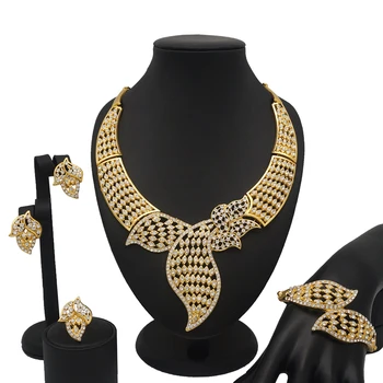 Afriški nakit sklopov dubaj zlato nakit sklopov poroka, nevesta, ogrlica, ki določa velik nakit sijoče crystal