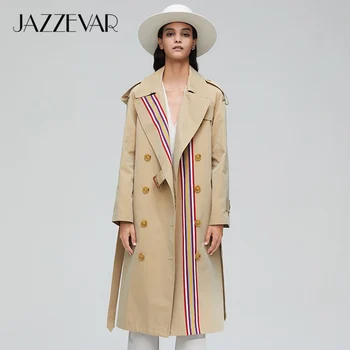 JAZZEVAR 2020 Nov prihod jeseni kaki jarek plašč ženske priložnostne moda visoko kakovostnega bombaža, z pasu dolg plašč za ženske 9004