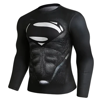 Superheroj 3D Tiskanje Bodybuilding Compression majica s kratkimi rokavi Moški Visoko Elastičnost Fitnes T-Majice Cosplay Usposabljanje majica z Dolgimi rokavi