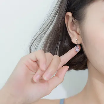 S925 sterling srebro stud uhani ženska Japonski slog preprost modrega stekla sladko kratek odstavek