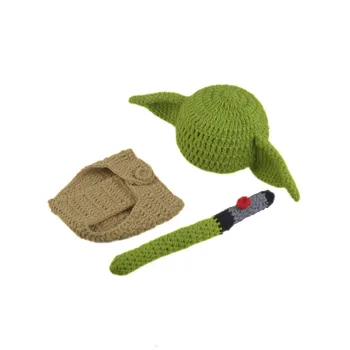 Crochet Baby Yoda Beanie Klobuk in Plenic Kritje Obleko Novorojenčka Pletene Fotografija Rekvizitov, Kostumov Ročno Dojenček Tuš Darilo