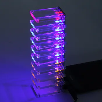 Glasovni Nadzor Elektronskih Kristalno Stolpec DIY Komplet Barvit Glasbeni Spekter Suite Zvoka Kazalnik da Svetlobe Kubičnih za Zvočnik