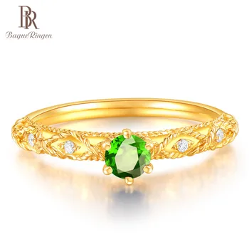 Bague Ringen Moda Zlato Barvo Ustvarili Smaragdno Obroči za Ženske svate Zelena Gemstone Odpiranje Nastavljiv Prstan Darilo