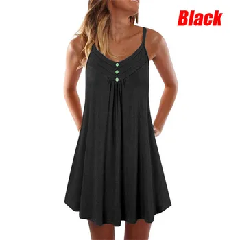 4XL 5XL Plus Velikost Ženske Dolge T Shirt Obleko Priložnostne Svoboden Beach Kratke Obleke Poletje Seksi Špageti Trak Mini Črna Obleka Vestido