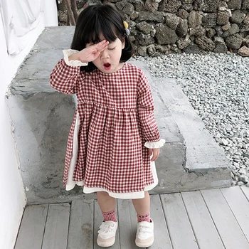 2020 Jeseni Otroci Oblačila Japonska Koreja Bombaž Perilo Baby Dekleta Princesa Obleko Prugasta Ruffles Rokav Otroci Priložnostne Obleko