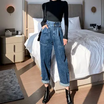 Letnik visoke pasu jeans za ženske do leta 2020 suh črna modra Harem Mama fant jeans za ženske traper hlače ženske hlače