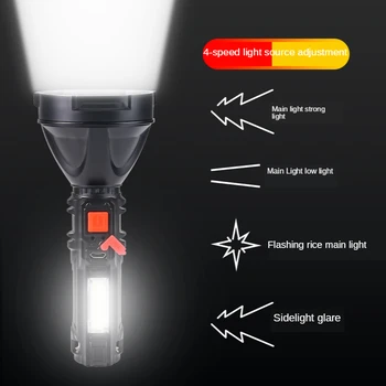 Močan Vodoodporni Reflektor Svetilka Super Svetla Long-range USB Polnilne Xenon Žarnice z Cob Žaromet Gospodinjski Svetlobe