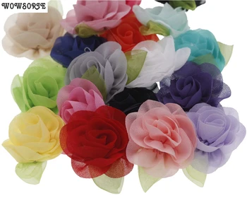 7 cm Boutique Rose Šifon Cvet Mini DIY Cvetje Brez Posnetkov Božič Poroko Dekleta Lase Pribor 20pcs/veliko