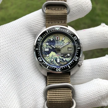 Nepremočljiva samodejni watch Sapphire Kristalno iz Nerjavečega Jekla NH35 Automatic Mehanski Moške gledajo 1970J Abalone Gunma Deskanje