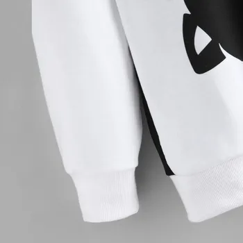 Telotuny majica risanka črno bel Twin Cat majica za ženske z Dolgimi Rokavi plus velikost jopice moleton feminino AG 07