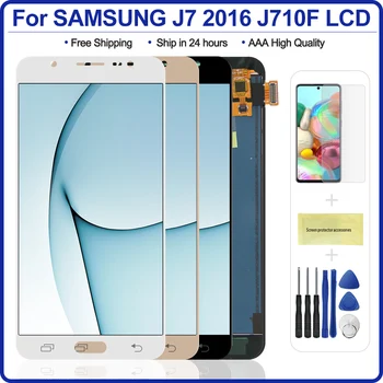 J710 Zaslon, svetlost prilagodite Za Samsung Galaxy J7 2016 J710 J710F J710H Zaslon na Dotik, Računalnike Montažo LCD-Zamenjava