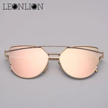 LeonLion 2021 Ogledalo Mačka oči, sončna Očala Ženske Letnik Kovinski Odsevna Stekla Za Ženske blagovne Znamke Oblikovalec Gafas De Sol Mujer