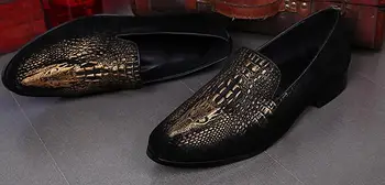 NOVO luksuzno slog moških ročno Krokodil reliefi Usnjeni čevlji Britanski stil stranke in poroka priložnostne loafers