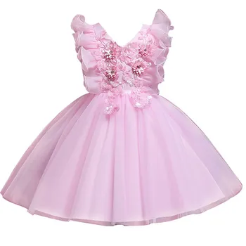 Vezenje Ena Ramenski obleke za Otroke, Princesa Formalnih Obleke Cvet Otroci Poročni Večer Maturantski Obleki Dekleta Božič Stranka