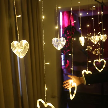 2,5 M 138LED EU Plug Srca v obliki zavesa svetlobe pravljice niz Božično garland lučke za Božično zabavo, poroka dekoracija žarnice