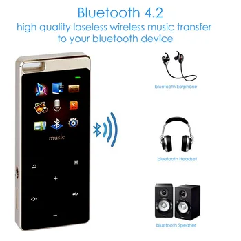 MP3 Predvajalnik, Bluetooth, 1.8 Inch FM Radio Prenosni Dotika Gumb Ultra-tanek Diktafon DQ-Spusti