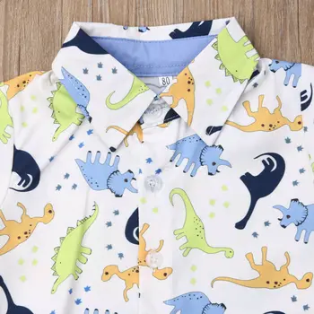 2pcs Malčke Baby Boy Oblačila Dinozaver T-shirt Vrhovi+Kratke Hlače za Poletje Obleko