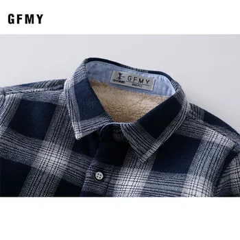 GFMY 2019 Pozimi Bombaž Poln Rokav Moda Plus žamet Kariran Fantje Majica 3T-12T Priložnostne Velik Fant Obleke je Lahko Plašč