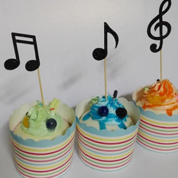 HLZS-30 Kos Glasba Ugotavlja Tematskih Cupcake Pokrivalo Papir Torto Vstavi Kartico Poročna Torta Pokrivalo Dekoracijo