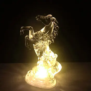 Akril Konj Noč Svetlobe 7 Spreminjanje Barv LED Luči Doma Stranka Dekoracija Žarnice Poroko Počitnice Otrok Darilo Igrača Svetlobe