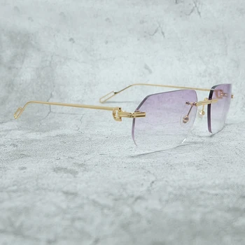 Kovinska Sončna Očala 2021 Trendi Izdelka Odtenki Očala Moda Rimless Carter Oblikovalec Oči Zaščito Gafas De Sol Hombre