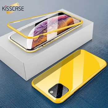 KISSCASE Magnetni Adsorpcije Primeru Za iPhone 11 X XR XS MAX 6 6s 7 8 Plus Primeru Za iPhone 11 Pro Max Kaljenega Stekla Nazaj Kritje