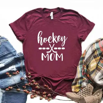 Hokej Mama Tiskanja Ženske tshirt Bombaž Hipster Smešno t-shirt Darilo Lady Yong Dekle, 6 Barvni Vrh Tee ZY-639
