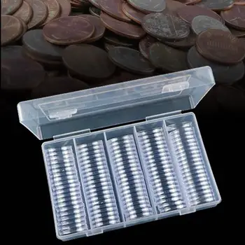 100 KOZARCEV 25 mm Plastični Kovanca Imetnik Kapsule Zabojnik za Skladiščenje Organiz Polje in Pene Tesnilo za Kovanec, Zbiranje Kovancev Zaslon #D0