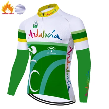 2020 španija ekipa ANDALUCIA kolesarski dres z dolgimi rokavi Zimsko Termalno Runo kolesarjenje oblačila Moških jersey tkanine